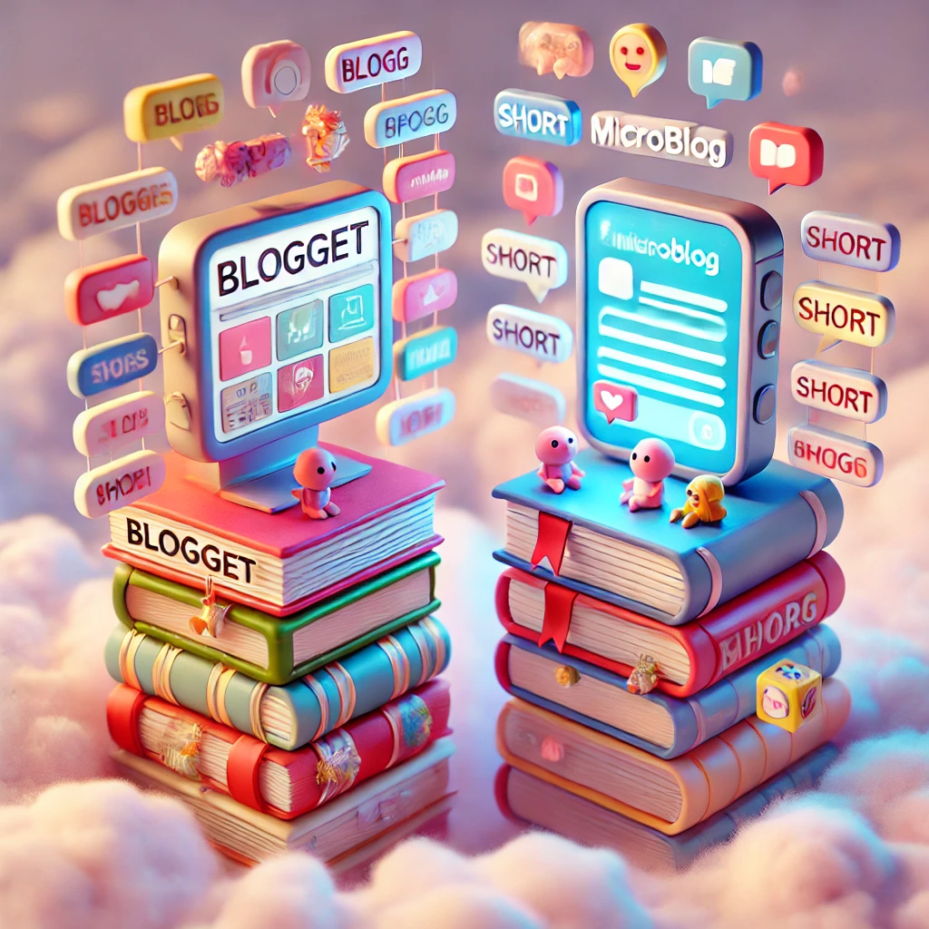 Image showing Blogget or Microblog as a small pile of books, the source of knowledge, displayed on a computer device